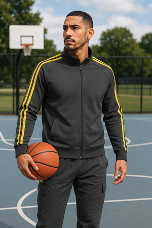 Men’s Dark Grey & Yellow Stripe Track Jacket