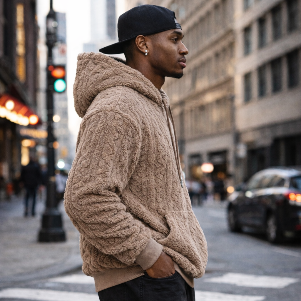 Luxury Streetwear Sherpa Hoodie – City Ready Winter Essential