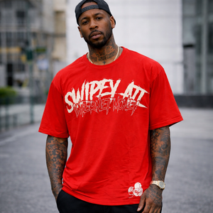 SWIPEY ATL “Internet Money” Graphic T-Shirt – Oversized Red Streetwear Skull Print Tee for Men