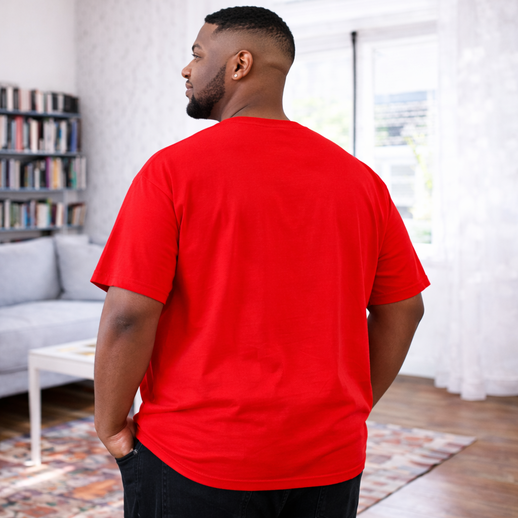 Men’s Valentine’s Day Red Graphic T-Shirt – “Hey” Heart Balloon Love Tee | Romantic Matching Couple Shirt