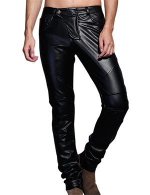 Idopy Men`s Slim Fit Party Performance Biker Faux Leather Jeans Pants Black 29
