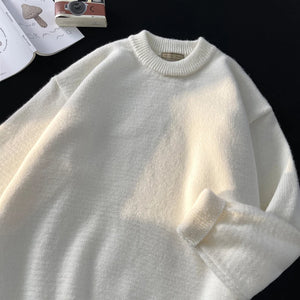 Men’s Premium Wool Blend Crewneck Sweater – Soft, Warm, Lightweight Polyester Mix Pullover for Fall & Winter