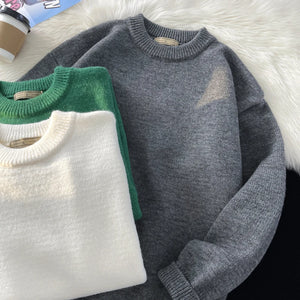 Men’s Premium Wool Blend Crewneck Sweater – Soft, Warm, Lightweight Polyester Mix Pullover for Fall & Winter