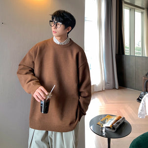 Men’s Premium Wool Blend Crewneck Sweater – Soft, Warm, Lightweight Polyester Mix Pullover for Fall & Winter