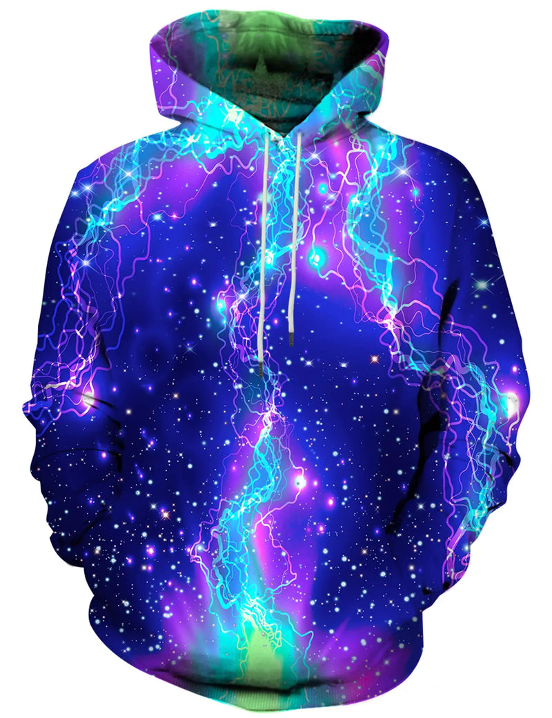 Galaxy Lightning Pullover Hoodie for Men – 3D Cosmic Print, Streetwear Style