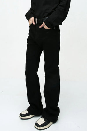 Men’s Classic Black Straight-Leg Denim Jeans – Non-Stretch Cotton Blend, Everyday Fit