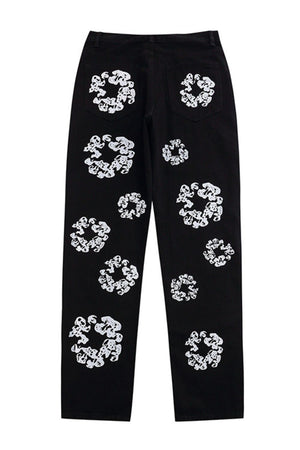 Men's Flower Graphic Print Jeans