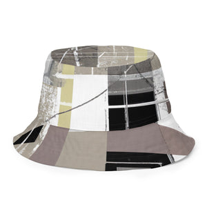 Reversible Bucket Hat Abstract Brown Geometric Shapes