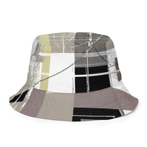 Reversible Bucket Hat Abstract Brown Geometric Shapes