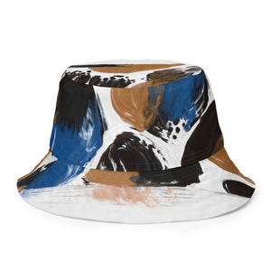 Reversible Bucket Hat Blue and Brown Spotted Pattern