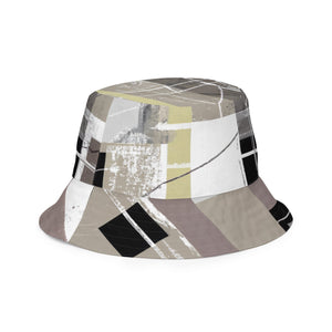 Reversible Bucket Hat Abstract Brown Geometric Shapes