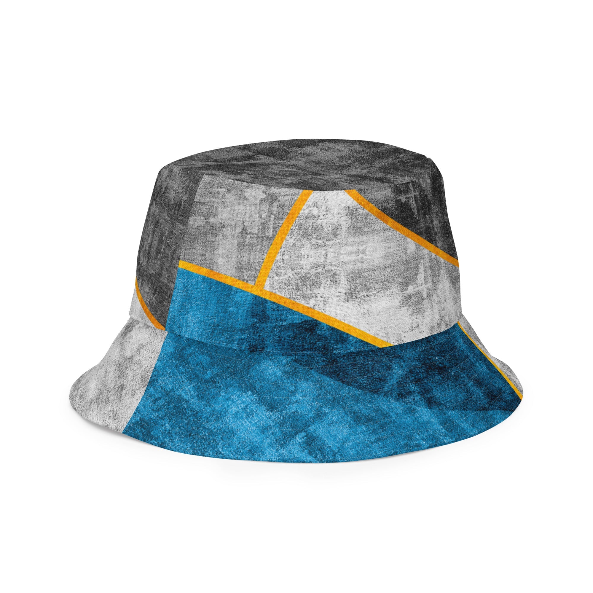 Reversible Bucket Hat Blue Grey Design