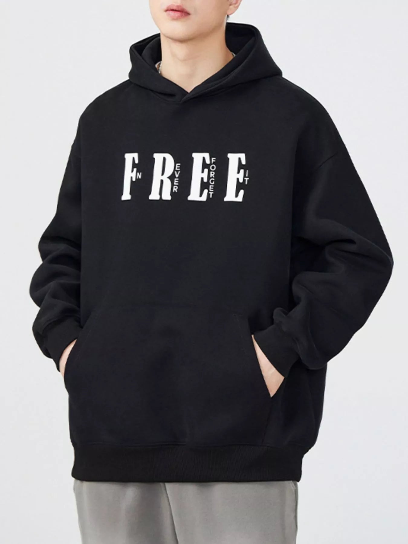 Men's Plus Size Drop Shoulder Kangaroo Pocket Hoodie
