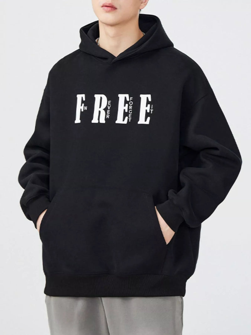 Men's Plus Size Drop Shoulder Kangaroo Pocket Hoodie