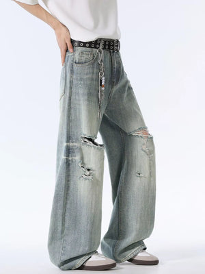 Men's Distressed Wide Leg Jeans