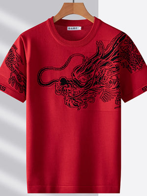 Men's Plus Size Dragon Round Neck Short Sleeve T-Shirt