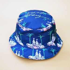 Greyhound and Palm Tree Bucket Hat