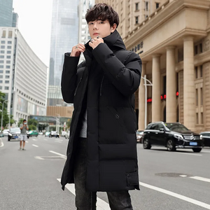 Men’s Long Puffer Winter Coat – Hooded Insulated Down-Style Jacket for Cold Weather Streetwear