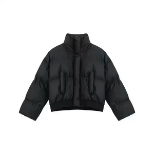 Men’s Thickened  Puffer Cardigan Jacket – Loose Fit Polyester Stand Collar Winter Coat with Pockets