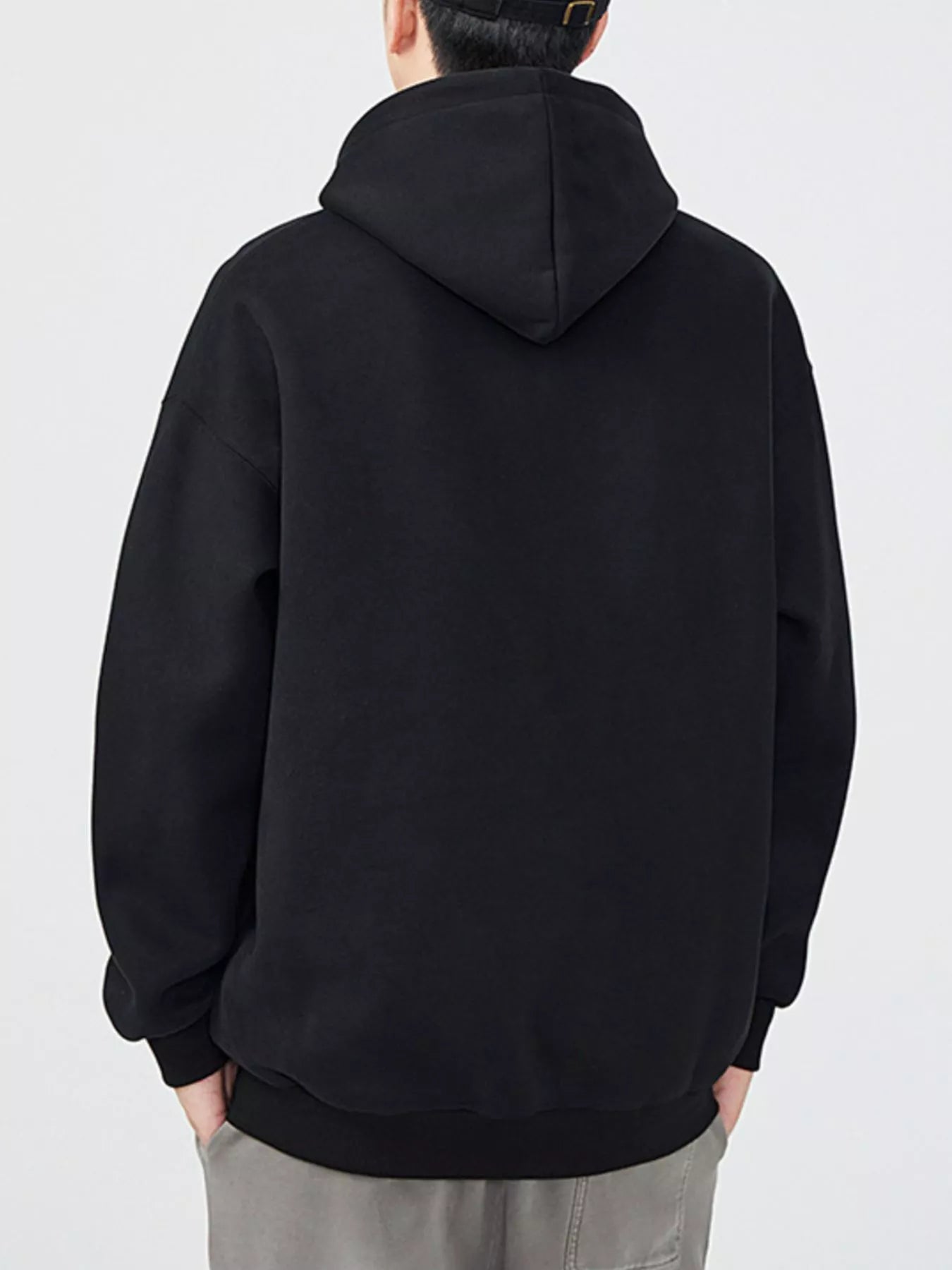 Men's Plus Size Drop Shoulder Kangaroo Pocket Hoodie