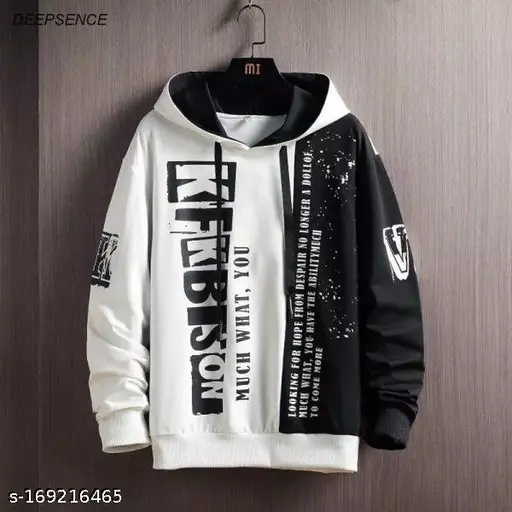 Mens Hopeful TexT  BLACK & WHITE Hoodie