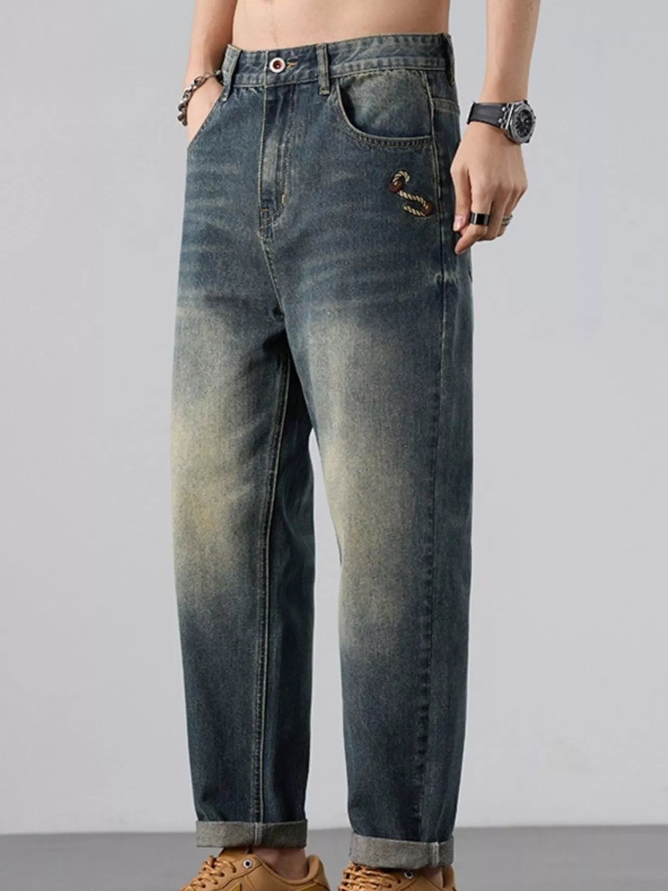 Men's Wash Straight Leg Jeans