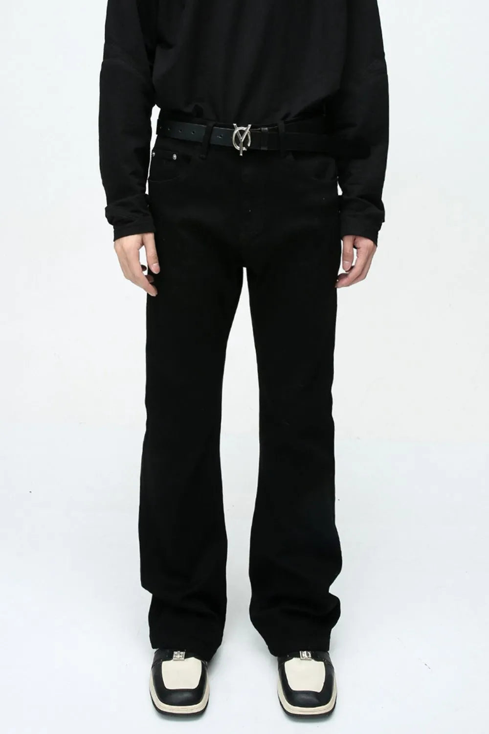 Men’s Classic Black Straight-Leg Denim Jeans – Non-Stretch Cotton Blend, Everyday Fit