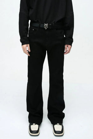 Men’s Classic Black Straight-Leg Denim Jeans – Non-Stretch Cotton Blend, Everyday Fit