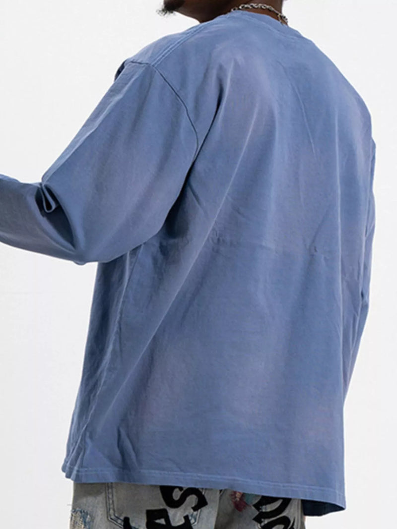 Men's Washed Long Sleeve Cotton T-Shirt