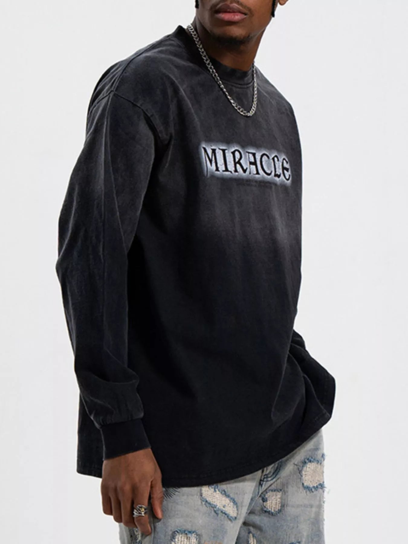 Men's Letter Round Neck Long Sleeve T-Shirt