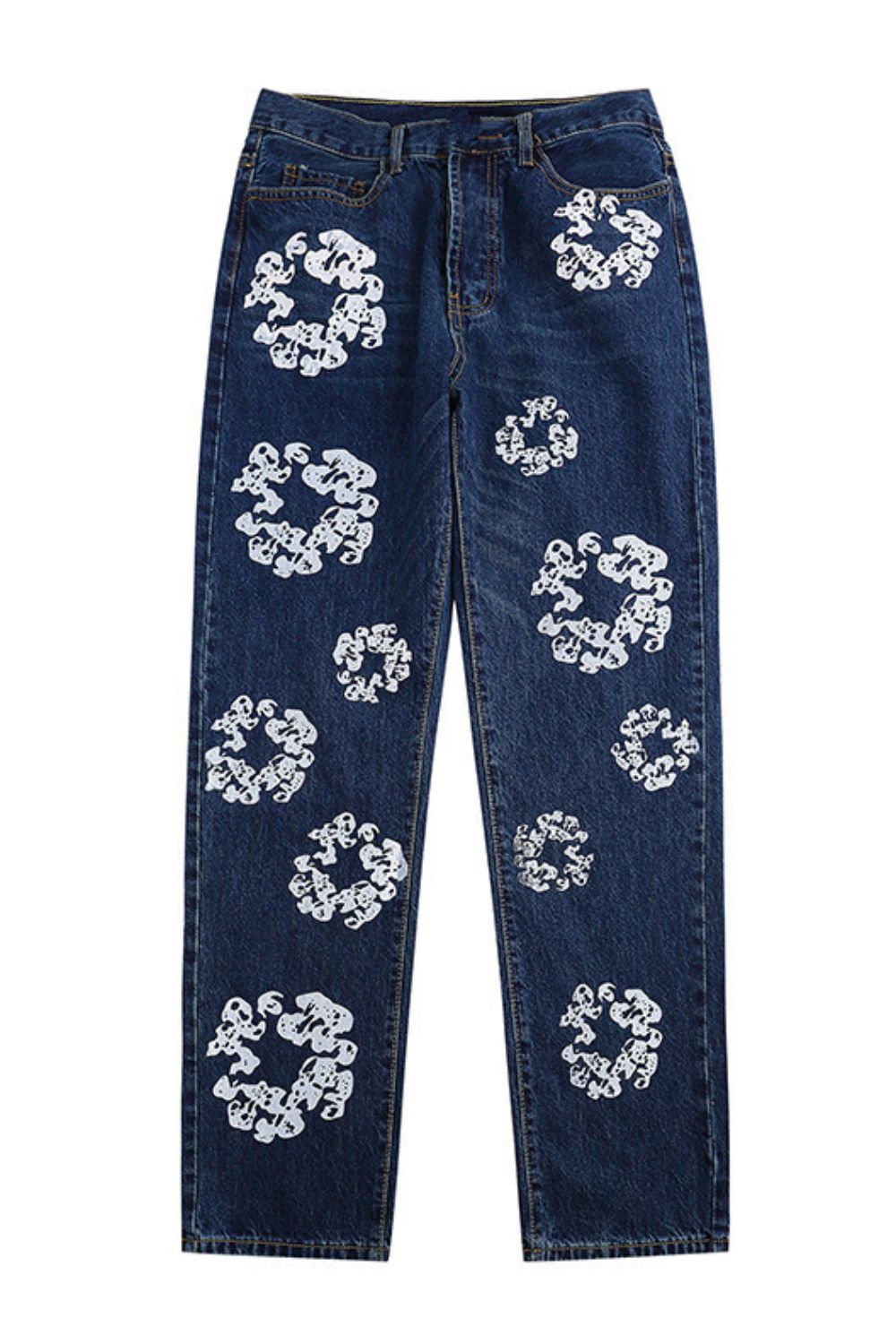 Men's Flower Graphic Print Jeans