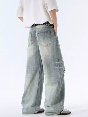 Men's Distressed Wide Leg Jeans