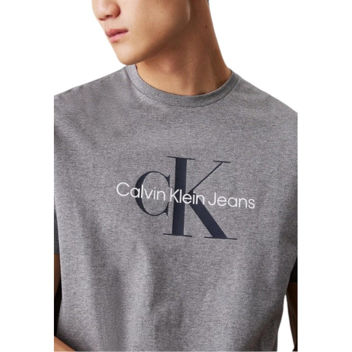 Calvin Klein Jeans Logo Graphic T-Shirt for Men – Classic Grey Crewneck Tee, Casual Designer Style