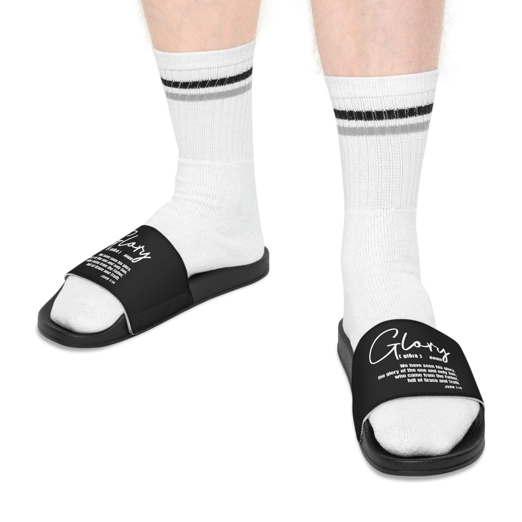 Mens Black Slide Sandals - Glory Christian Inspiration