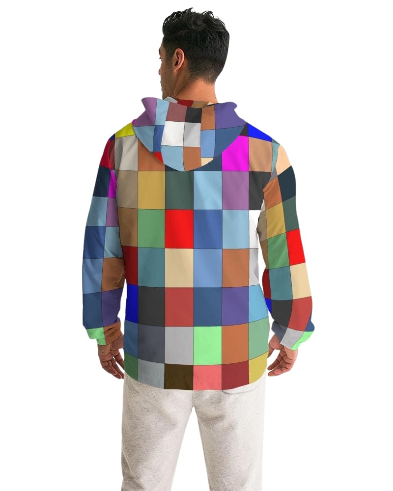 Men's Multicolor Hooded Water Resistant Windbreaker