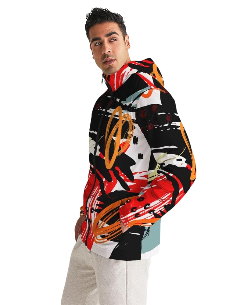 Men's Multicolor Water Resistant Hooded Windbreaker Jacket