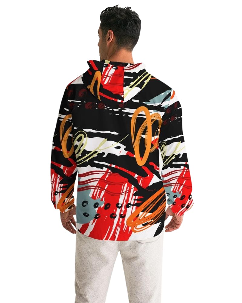 Men's Multicolor Water Resistant Hooded Windbreaker Jacket
