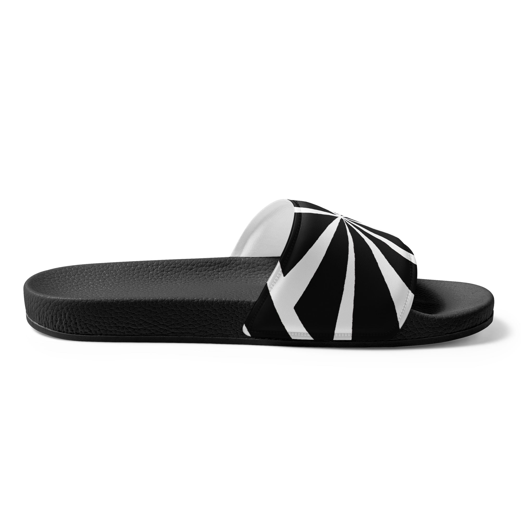 Black and White Geometric Pattern 2 Mens Slide Sandals