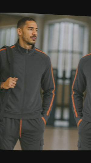 Men’s Two-Stripe Zip Up Track Jacket – Athletic Fit, Lightweight Performance Warm-Up