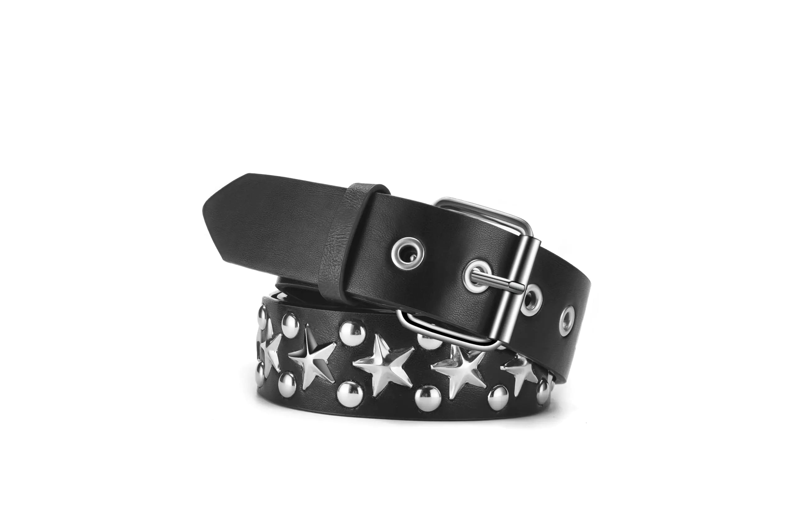 HMZT Black Belts for Women Men Studded Belt Y2K Emo Gothic Grunge 80S PU Leather Accessories for Jeans