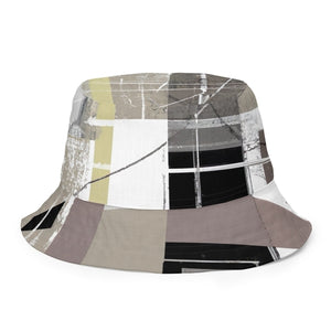 Reversible Bucket Hat Abstract Brown Geometric Shapes